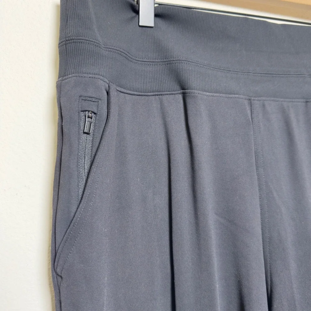 NEW Athleta Women Venice Pant Large Black Wide Leg Split Hem Mid Rise Casual